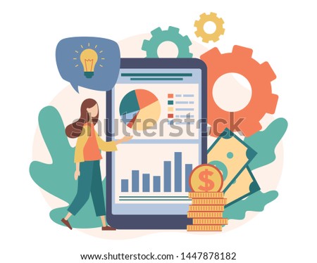 Business success. Flat cartoon style. Vector illustration