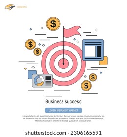 Business success flat contour style vector concept illustration