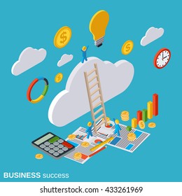 Business success flat isometric vector concept illustration