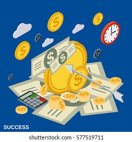 Business success flat isometric vector concept illustration
