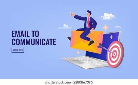 Business success, goal and achievement. find new investments. man using telescope on laptop. video conference with colleagues. Videoconferencing and online meeting workspace. Vector flat illustration.