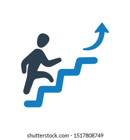 Business Success, Going to success, career up icon, entrepreneur striving for success with motivational and inspirational pose