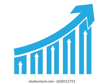 Business success graph chart with arrow, profit growing symbol, progress bar symbol
