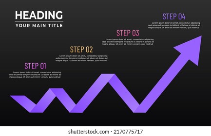 Business success growth arrow moving upward. Business concept. Goals infographic template.