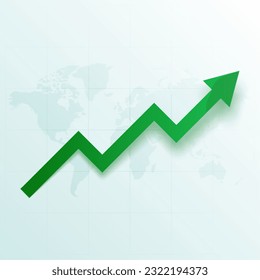 business success growth green arrow on world map vector 