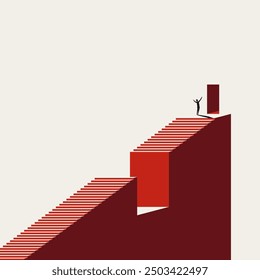 Business success and growth vector concept. Symbol of overcoming challenge, motivation, ambition. Minimal design eps10 illustration