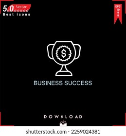 BUSINESS SUCCESS icon vector on black background. Simple, isolated, flat icons, icons, apps, logos, website design or mobile apps for business marketing management,
UI UX design Editable stroke. EPS10