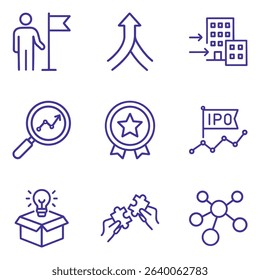 Business success icons in simple style. Icon symbol illustration