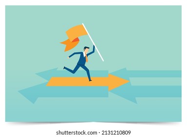 Business success and improvement, sharing same business goal and direction, support and partnership for career growth, growth rising up arrow, Vector illustration design concept in postcard template