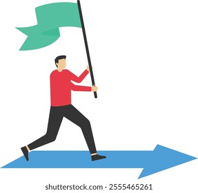 Business success and improvement, sharing same business goal and direction, support and partnership for career growth, growth rising up arrow, Vector illustration design concept in postcard template

