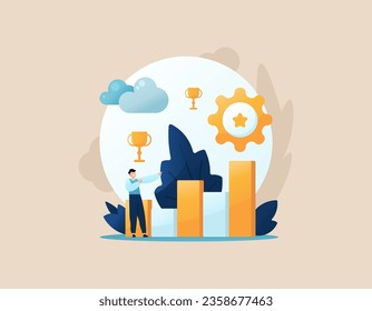 business success. increased business. increase in profits and profits. achievements and awards. entrepreneurs are happy because the company's performance has increased. illustration design concept