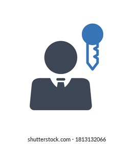 Business success key flat vector icon