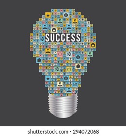 Business success with light bulb design from icons infographics
