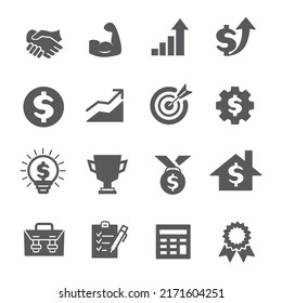 Business success line icons template set isolated on white background. Successful sign symbols. Contour shape pictogram collection