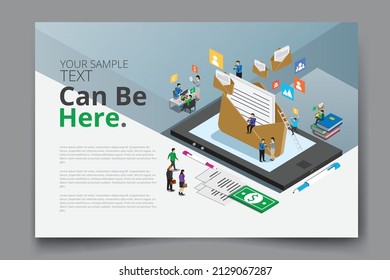 business success modern email technology isometric with copy space
