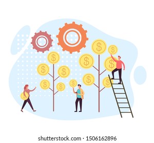 Business success and money tree concept. Vector flat graphic design illustration