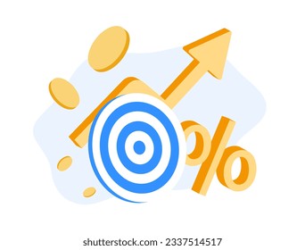 Business Success - moving towards the target with inspiration and ideas. Business and Investment profit, interest Rate, dividends percentage, discounts, sales, income tax and money-making concepts