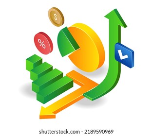 Business success pie chart analysis data arrow