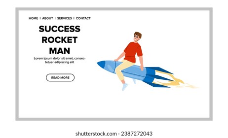 vector de cohete de éxito empresarial. emprendedor de mosca, jetpack de inicio, impulso de concepto éxito de negocios cohete man web plana ilustración de caricatura