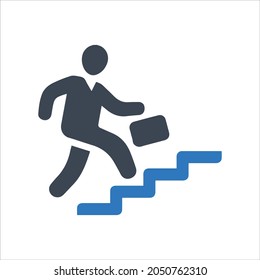 Business success or running stairs icon