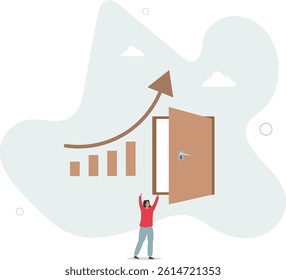 Business success secret, idea to growing business and achieve target concept.flat character life .