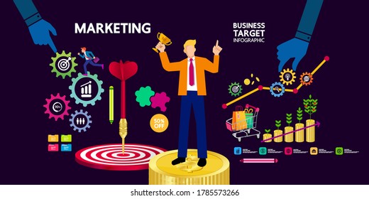 Business and success target and goal focus vector illustration.