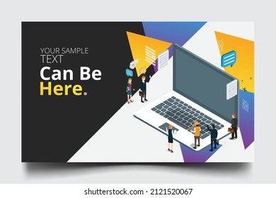 business success technology isometric banner with copy space
