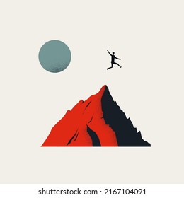 Business success and victory vector concept. Symbol of ambition, growht, leap. Minimal design eps10 illustration.