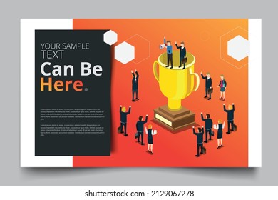 business success winner isometric with copy space
