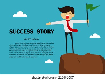 Business Success,business man success on top of mountain,vector illustration