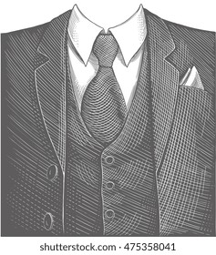 Business Suit. Hand drawn engraving. Vector vintage illustration. 8 EPS