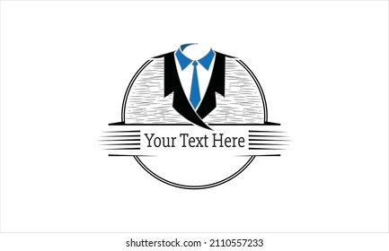 Business Suit Icon. Black and blue with white Background. Vector Illustration.