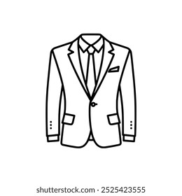 Vetor de linha de ícone de traje comercial no plano de fundo branco 