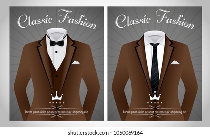 Business suit template with black tie and white shirt banner