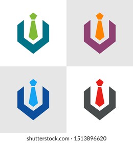 Business suit with tie logo template, vector illustration design