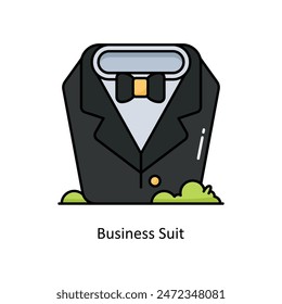 Business Suit vector filled outline icon style illustration. Symbol on White background EPS 10 File