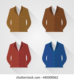 Business suit vector icons in flat style. Vector illustration