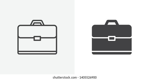 Business suitcase bag icon. Portfolio line and glyph version, Briefcase outline and filled vector sign. linear and full pictogram. Symbol, logo illustration. Different style icons set