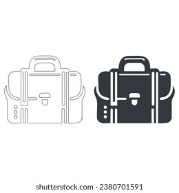 Business suitcase bag icon. Portfolio line and glyph version, Briefcase outline and filled vector sign.  Symbol, logo illustration. Different style icons set