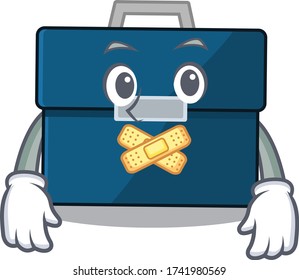 Business suitcase cartoon character style having strange silent face