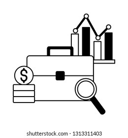 business suitcase chart coins stock market