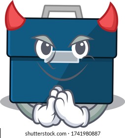 Business suitcase clothed as devil cartoon character design concept