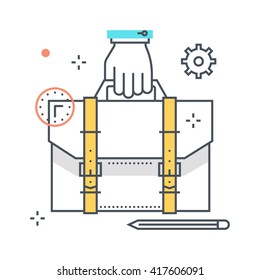 Business suitcase concept illustration, icon, background and graphics. The illustration is colorful, flat, vector, pixel perfect, suitable for web and print. It is linear stokes and fills.