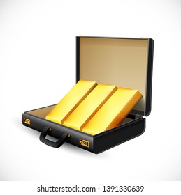 Business suitcase full of gold - briefcase concept