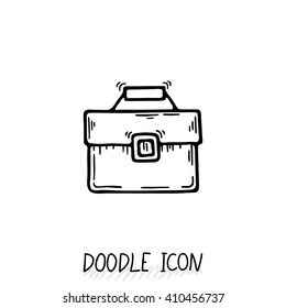 Business suitcase icon in a hand drawn doodle style. 