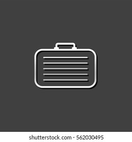 Business suitcase icon in metallic grey color style.Office document store