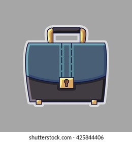 Business suitcase icon. Vector cartoon illustration.