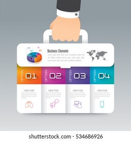 Business suitcase infographic design vector and marketing icons can be used for workflow layout, diagram, annual report, web design. Business concept with 4 options, steps or processes.