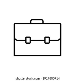 Business suitcase linear icon in black . Briefcase symbol. Portfolio illustration. Bag to businessman important documents pepers. Trendy flat style for app, graphic design, Web site, UI. Vector EPS 10