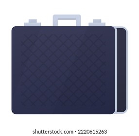 Business Koffer - Modernes, flaches Design-Einzelbild. Kleine, detaillierte Illustration von schwarzem Accessoire mit sicheren Leckagen für den Transport von Wertpapieren und Dokumenten. Büromodegedanke